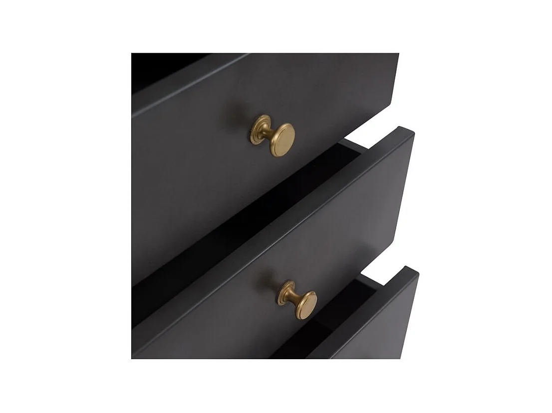 Chiffonnier 5 tiroirs en métal gris métallisé et bois de manguier - Gauthier