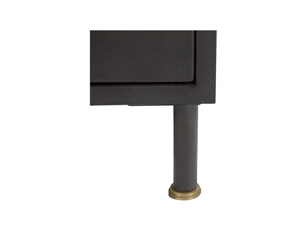 Chiffonnier 5 tiroirs en métal gris métallisé et bois de manguier - Gauthier