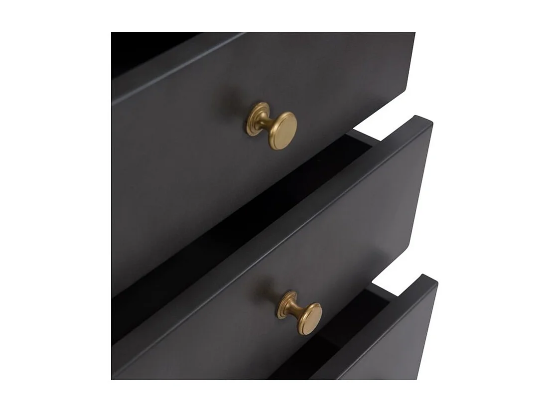 Chiffonnier 5 tiroirs en métal gris métallisé et bois de manguier - Gauthier