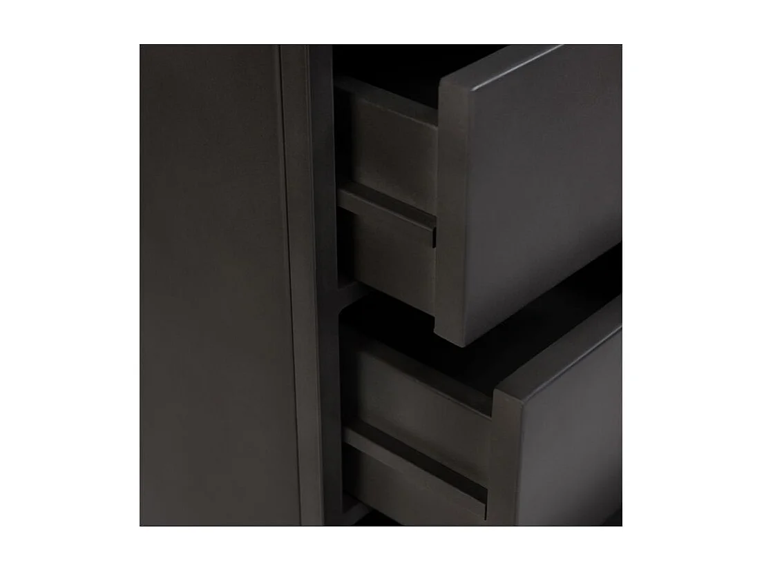 Chiffonnier 5 tiroirs en métal gris métallisé et bois de manguier - Gauthier