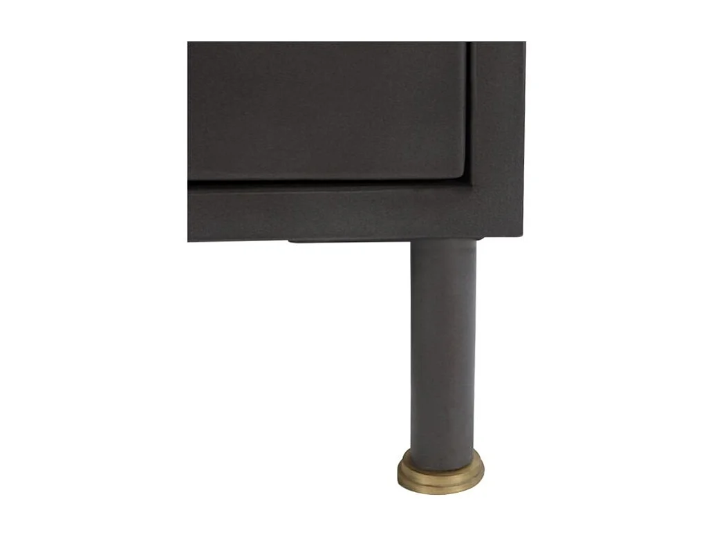 Chiffonnier 5 tiroirs en métal gris métallisé et bois de manguier - Gauthier