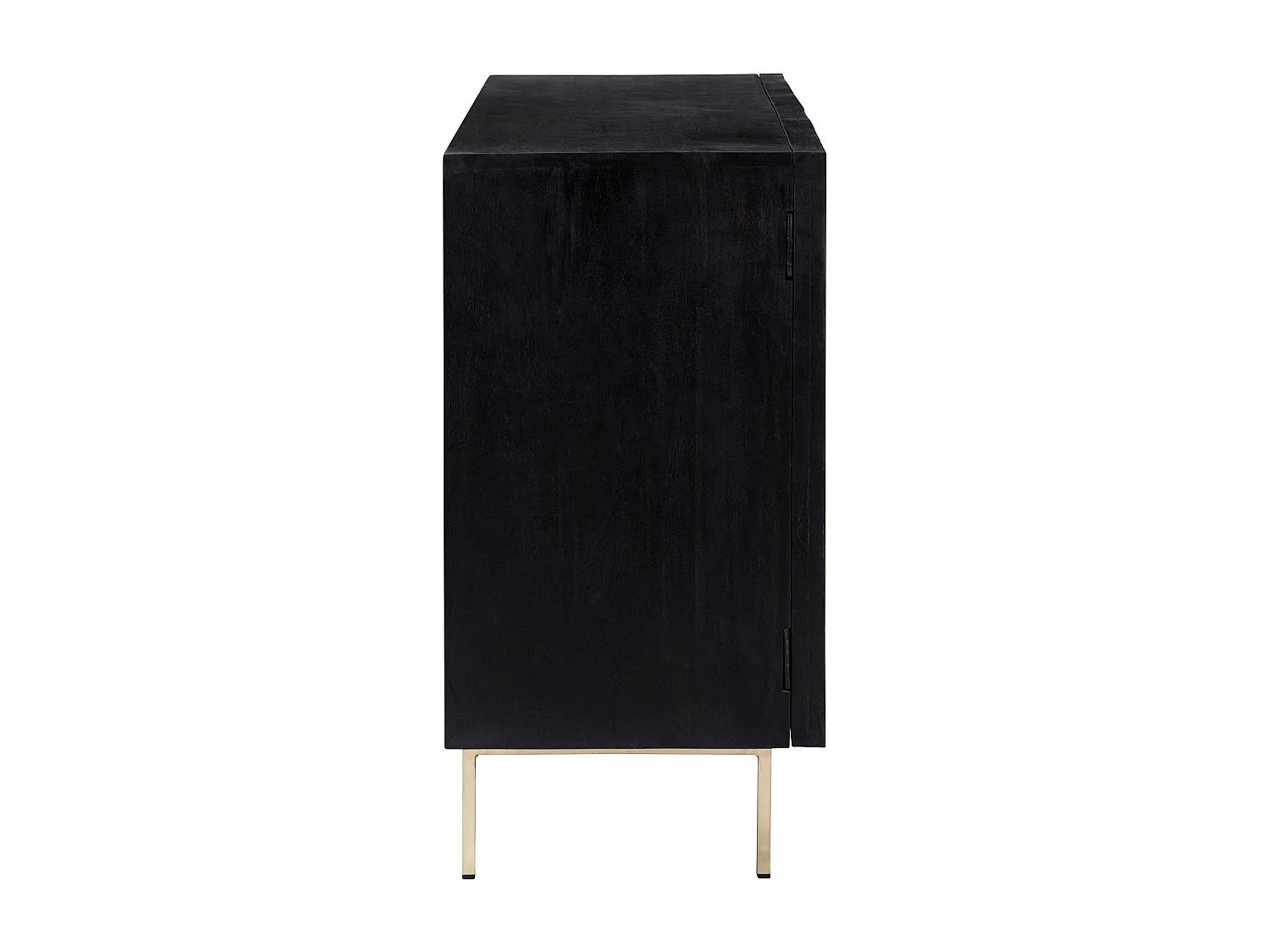 Commode 2 portes en bois gravé noir et métal doré - Chimane