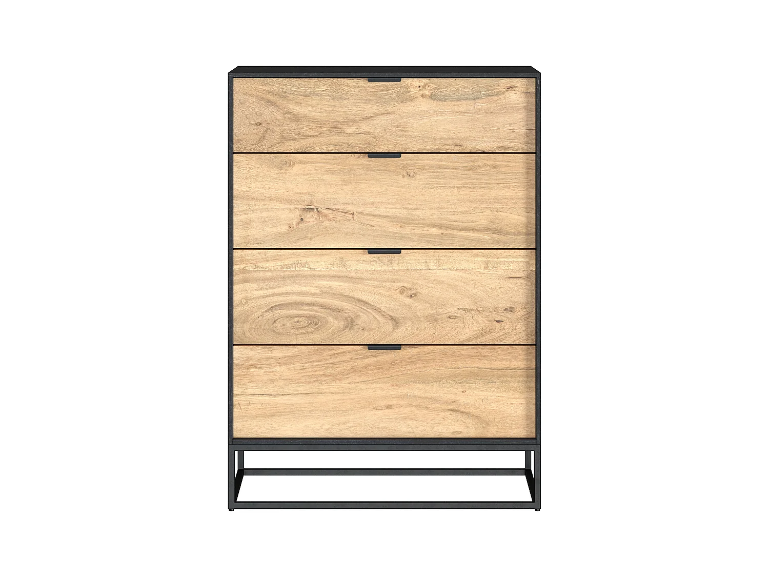 Commode 4 tiroirs en bois d'acacia et pieds en métal - Jakson