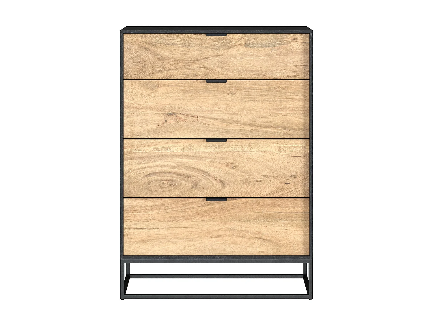 Cassettiera a 4 cassetti in legno d'acacia con gambe in metallo - Jakson