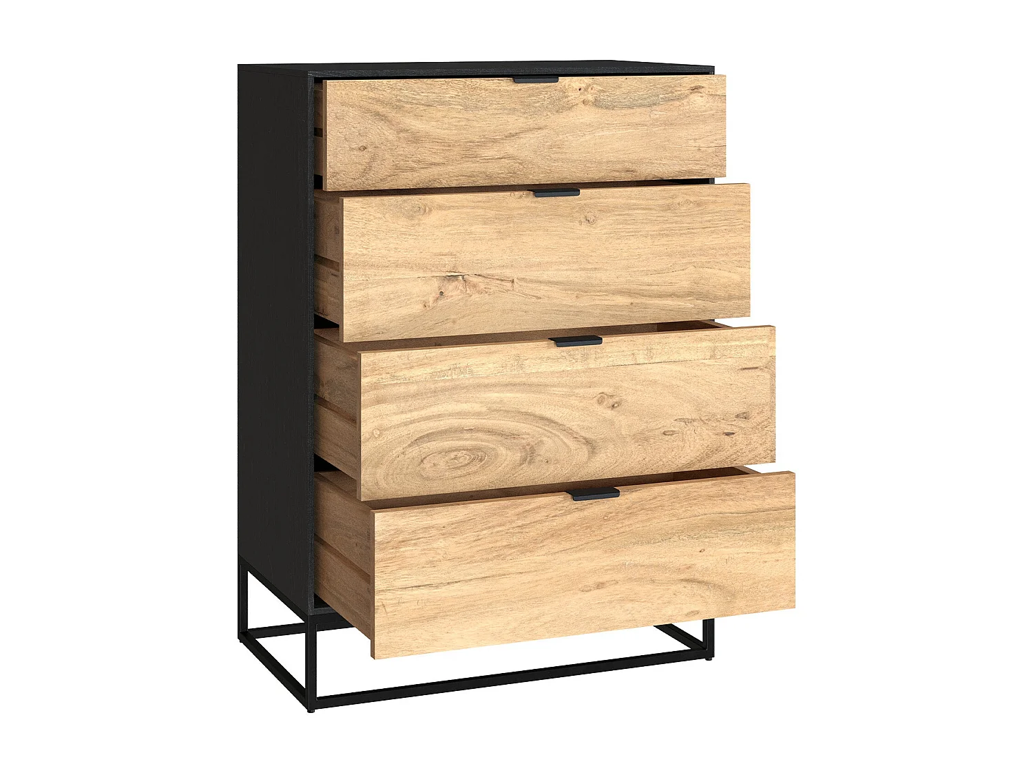 Cassettiera a 4 cassetti in legno d'acacia con gambe in metallo - Jakson