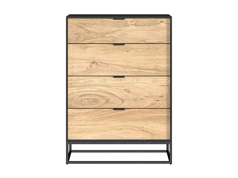 Cómoda de 4 cajones de madera de acacia con patas de metal - Jakson