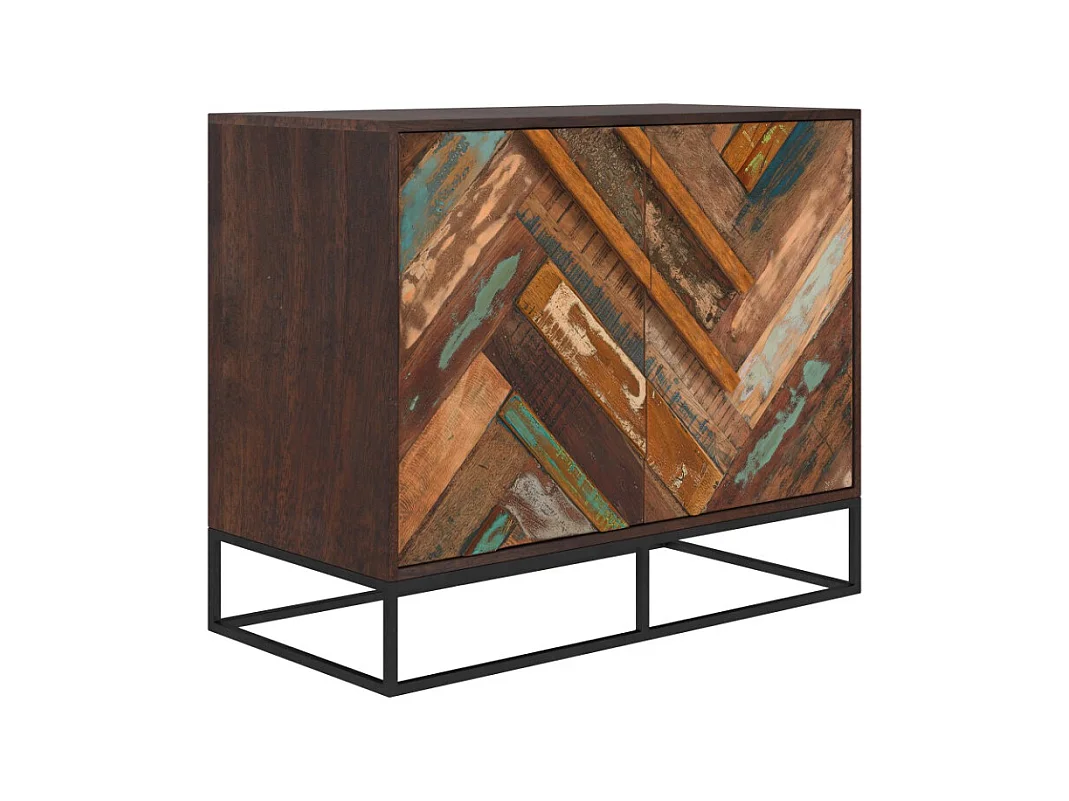 Commode 2 portes en bois d'acacia et bois recyclé - Krabi