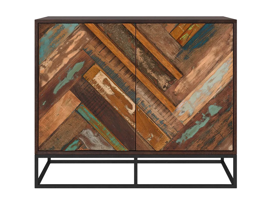 Cassettiera a 2 ante in legno di acacia e legno riciclato - Krabi