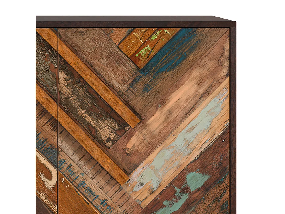 Cassettiera a 2 ante in legno di acacia e legno riciclato - Krabi