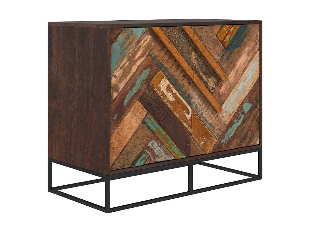 Comò 2 porte in legno di acacia e legno riciclato - Krabi