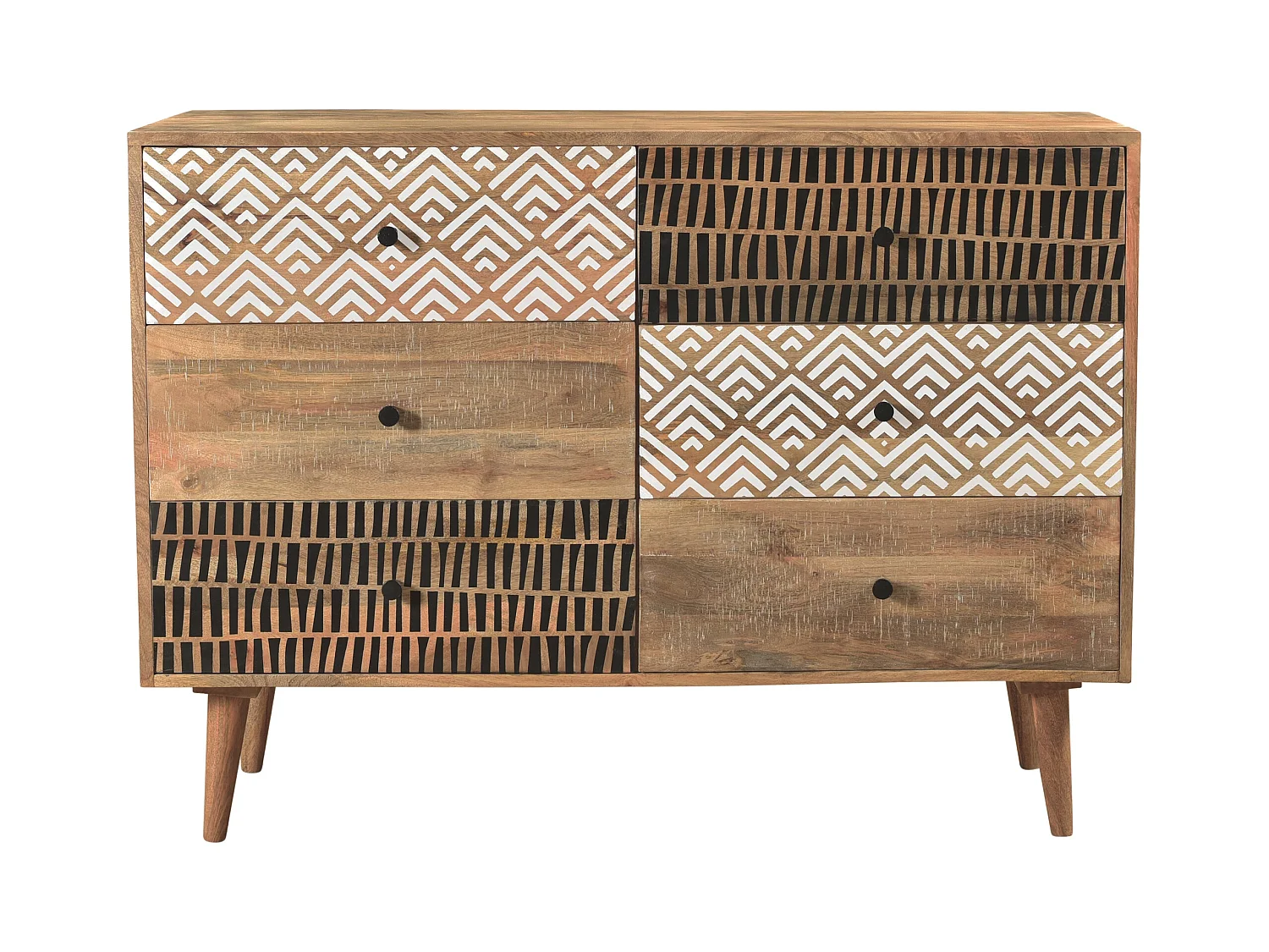 Commode en bois 6 tiroirs à motifs - Tali