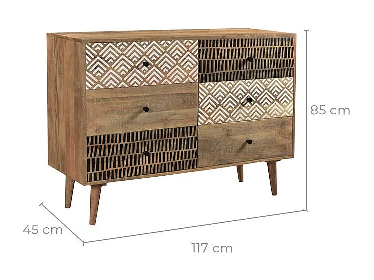 Cassettiera in legno con 6 cassetti - Tali