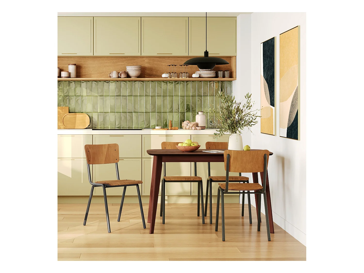 Set de 2 sillas escolares apilables de madera oscura - Clem