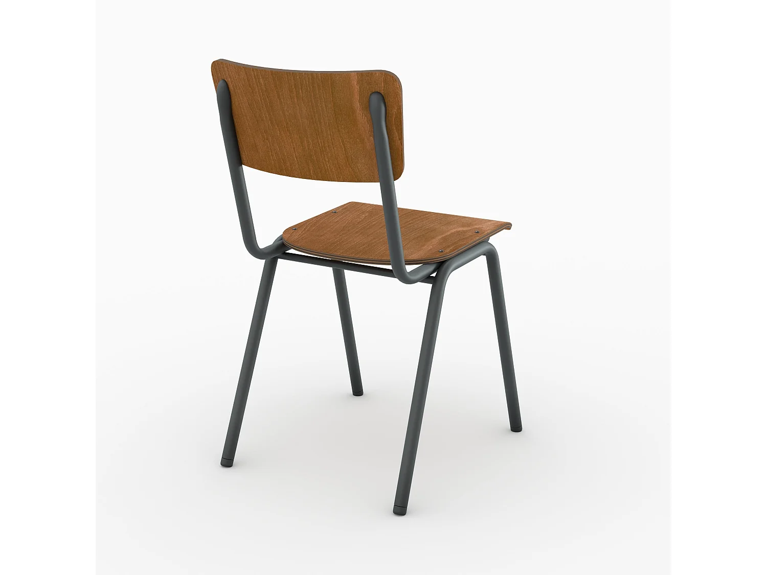 Lot de 2 chaises écolier empilables en bois foncé - Clem