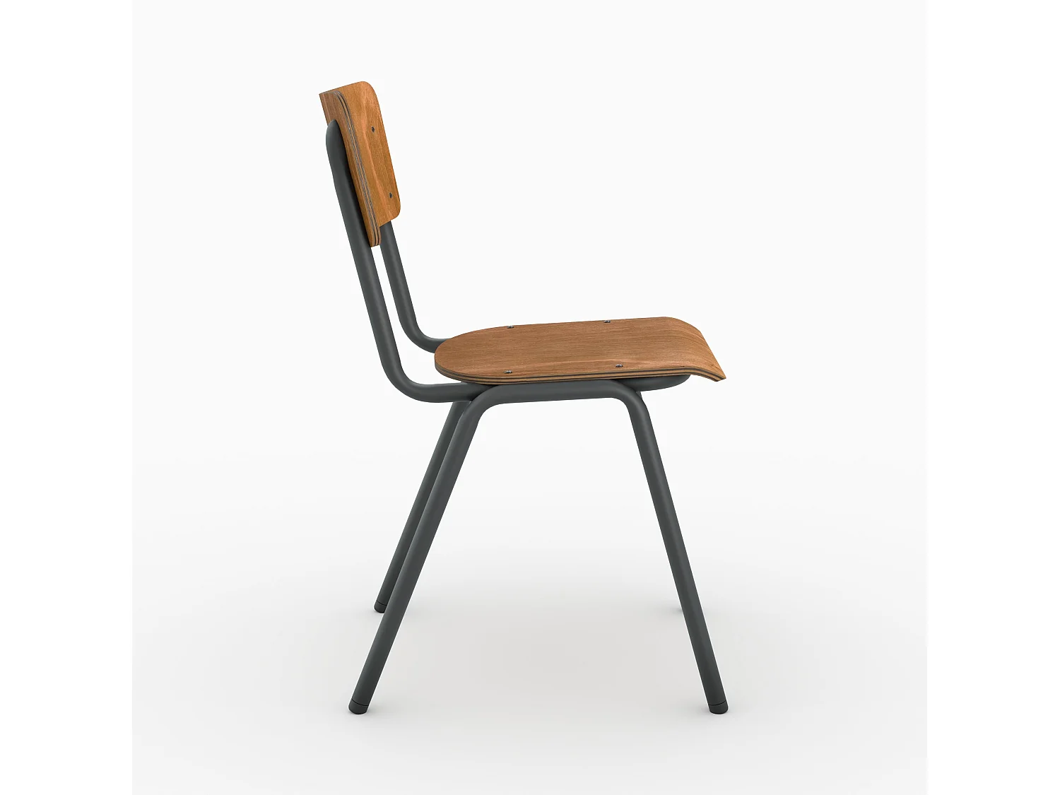 Lot de 2 chaises écolier empilables en bois foncé - Clem