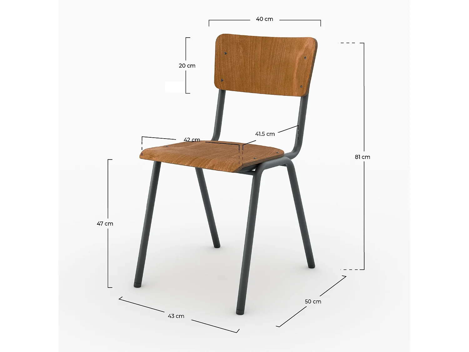 Set di 2 sedie scolastiche impilabili in legno scuro - Clem