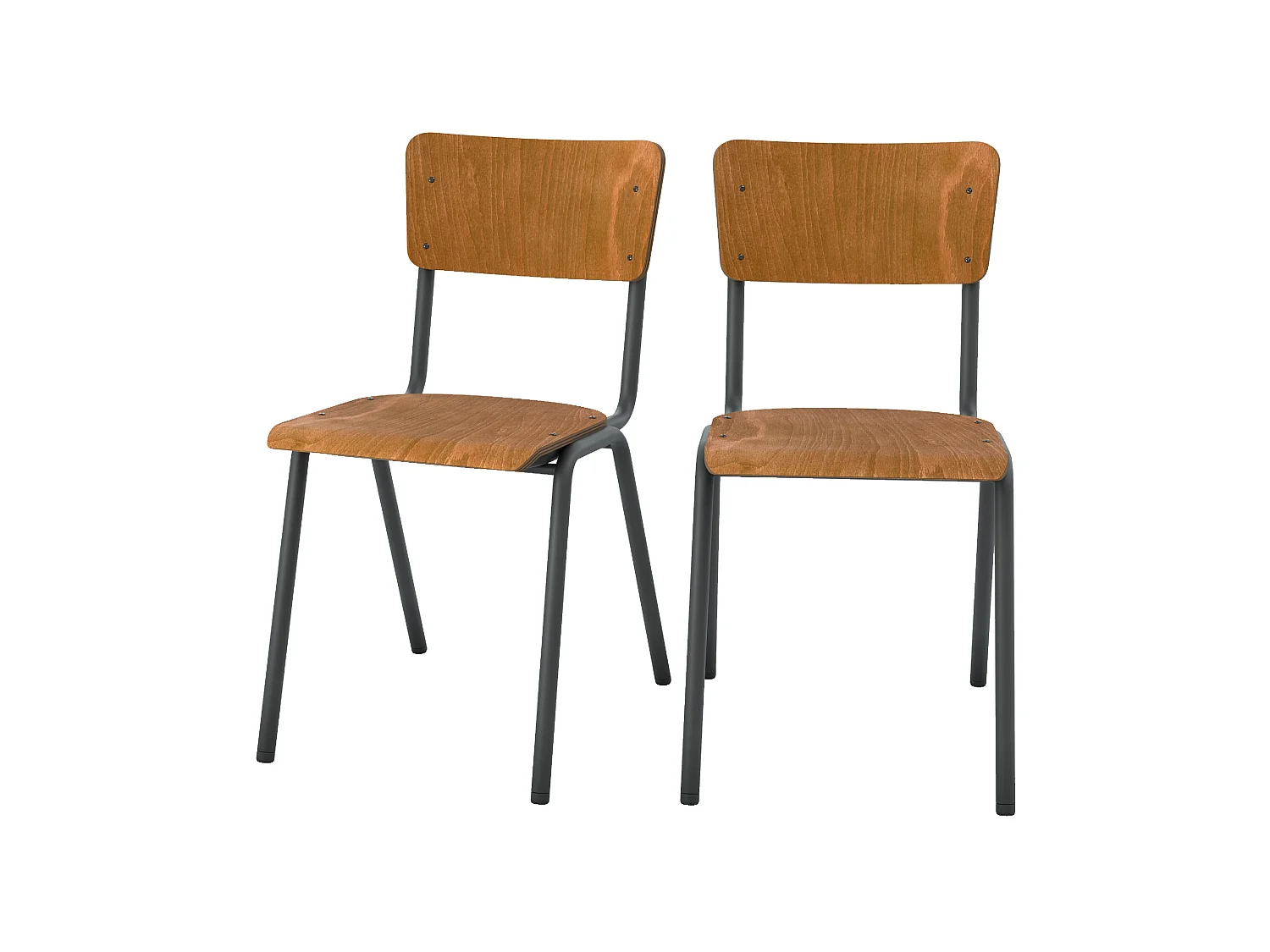 Set di 2 sedie scolastiche impilabili in legno scuro - Clem