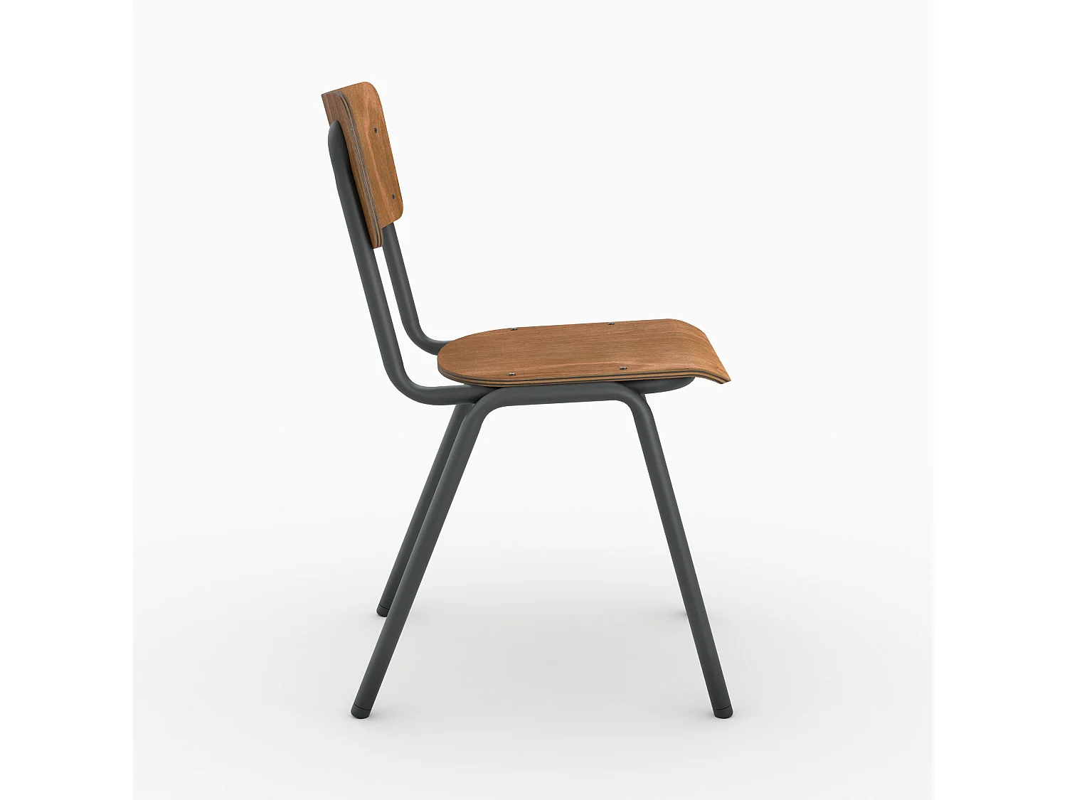 Lot de 2 chaises écolier empilables en bois foncé - Clem