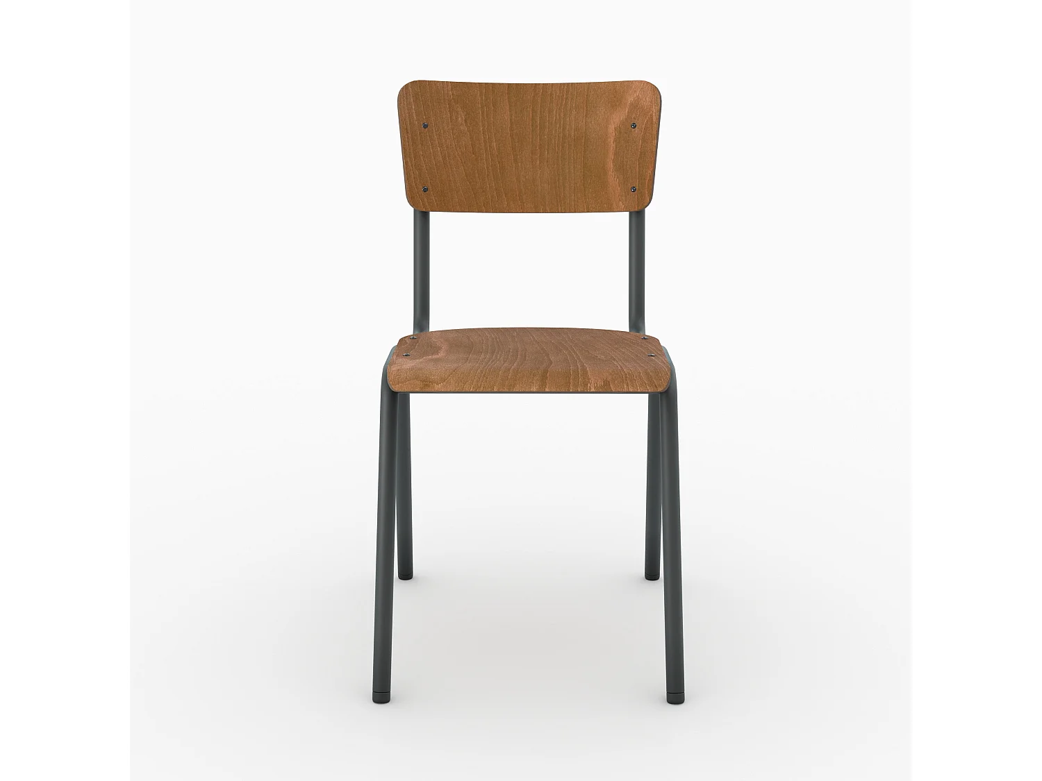Lot de 2 chaises écolier empilables en bois foncé - Clem