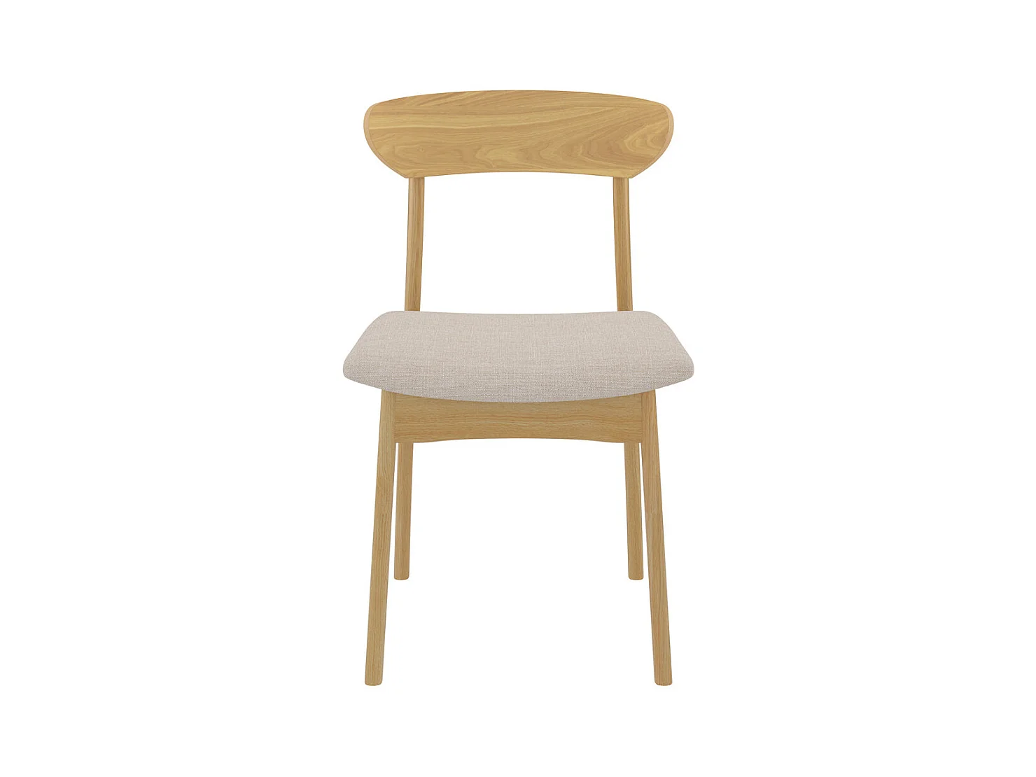Lot de 2 chaises en tissu beige et bois clair - Lana