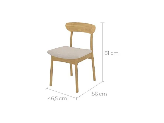 Lot de 2 chaises en tissu beige et bois clair - Lana