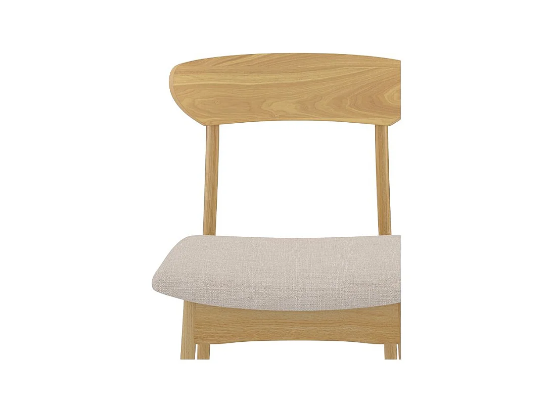 Lot de 2 chaises en tissu beige et bois clair - Lana