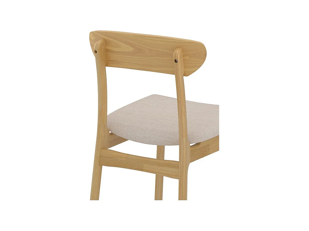 Lot de 2 chaises en tissu beige et bois clair - Lana