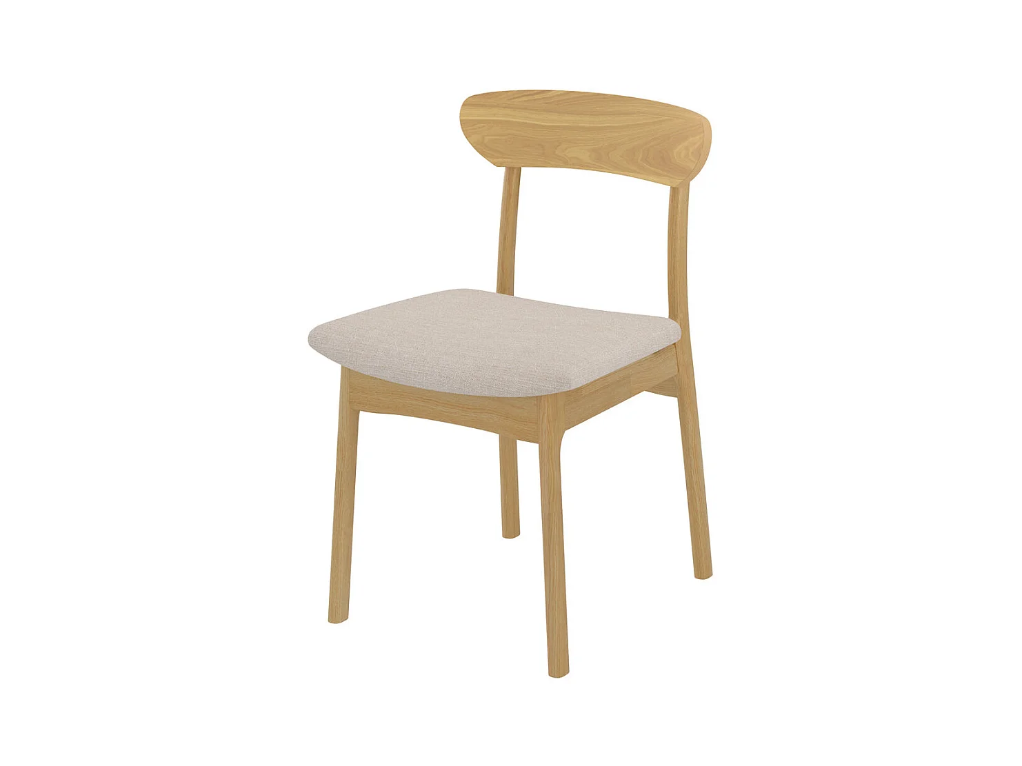 Lot de 2 chaises en tissu beige et bois clair - Lana