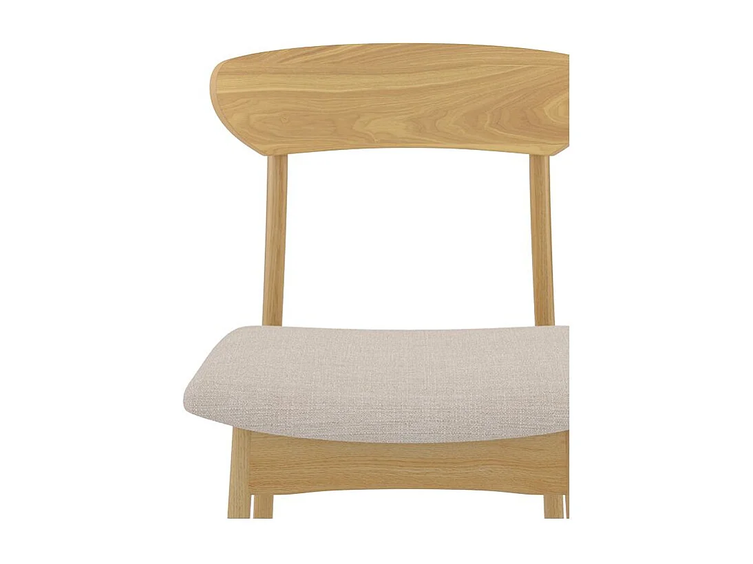 Lot de 2 chaises en tissu beige et bois clair - Lana