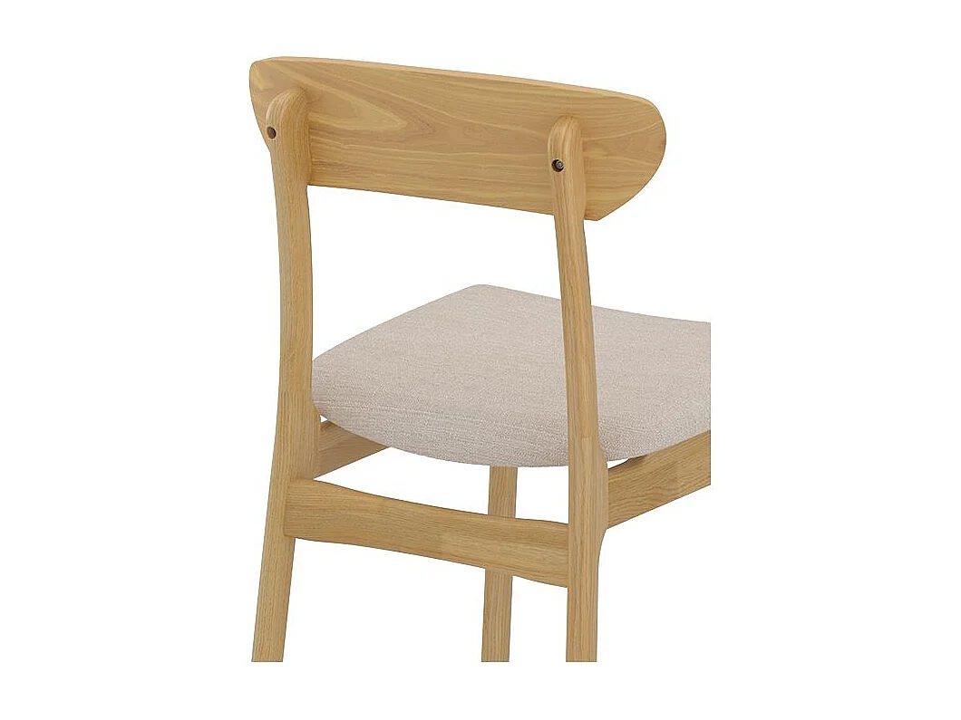 Lot de 2 chaises en tissu beige et bois clair - Lana
