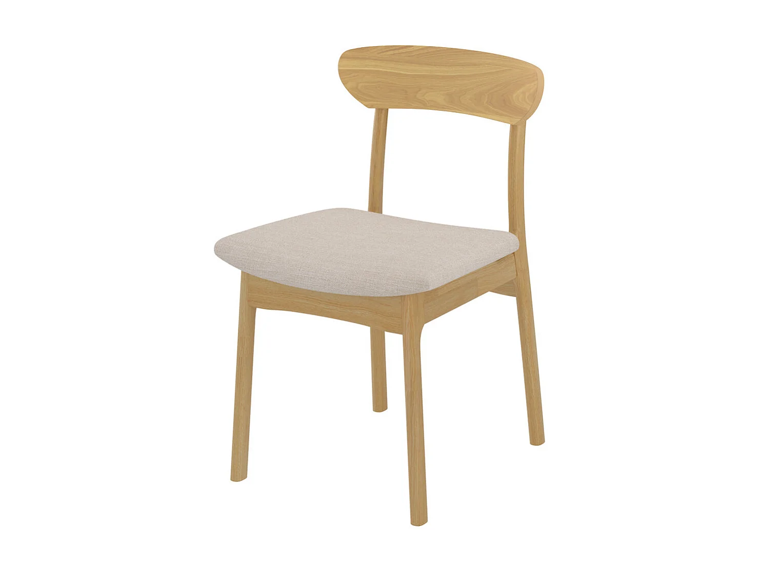 Lot de 2 chaises en tissu beige et bois clair - Lana