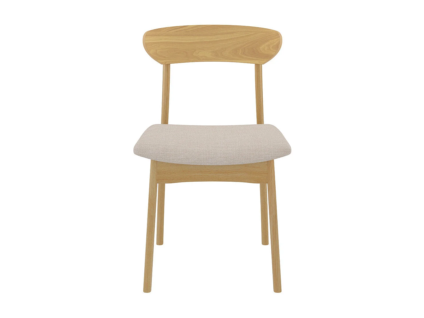 Lot de 2 chaises en tissu beige et bois clair - Lana