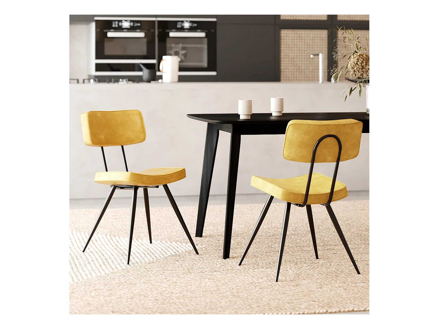 Set di 2 sedie in pelle sintetica, giallo - Texas