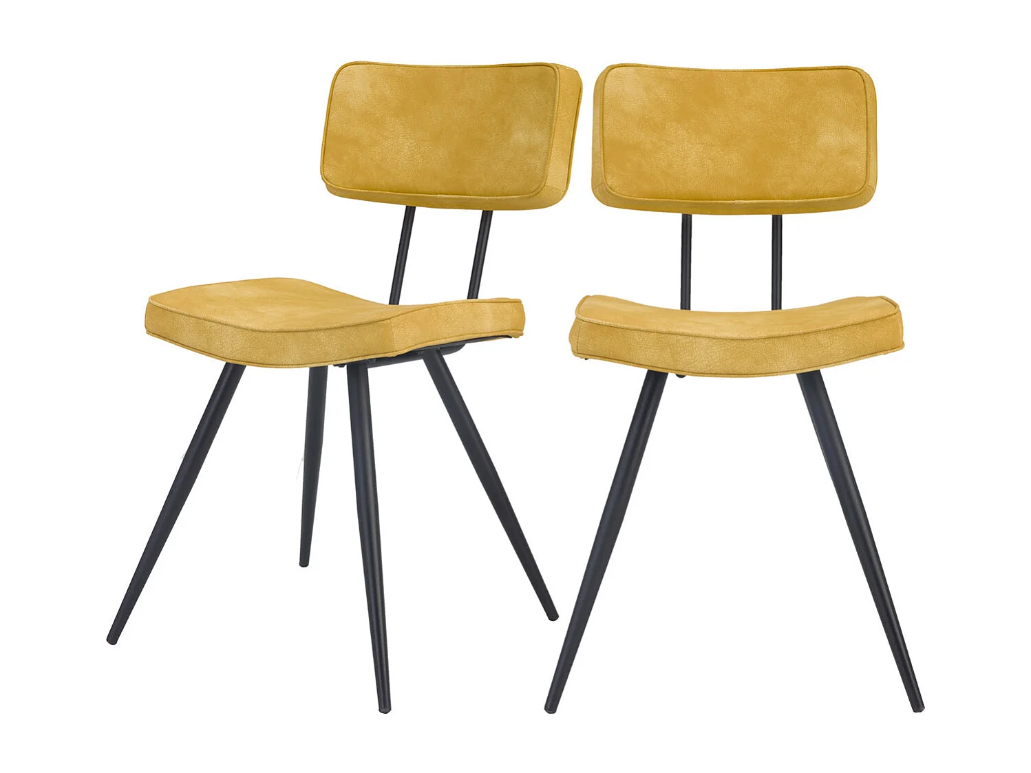 Lot de 2 chaises en cuir synthétique jaune - Texas