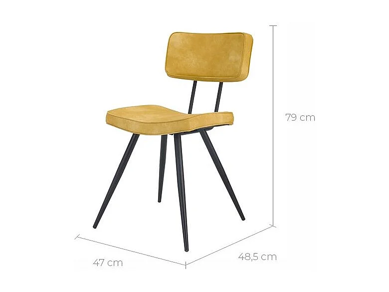 Lot de 2 chaises en cuir synthétique jaune - Texas