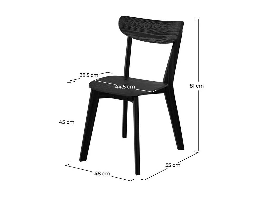 Lot de 2 chaises en bois noir - Tabata