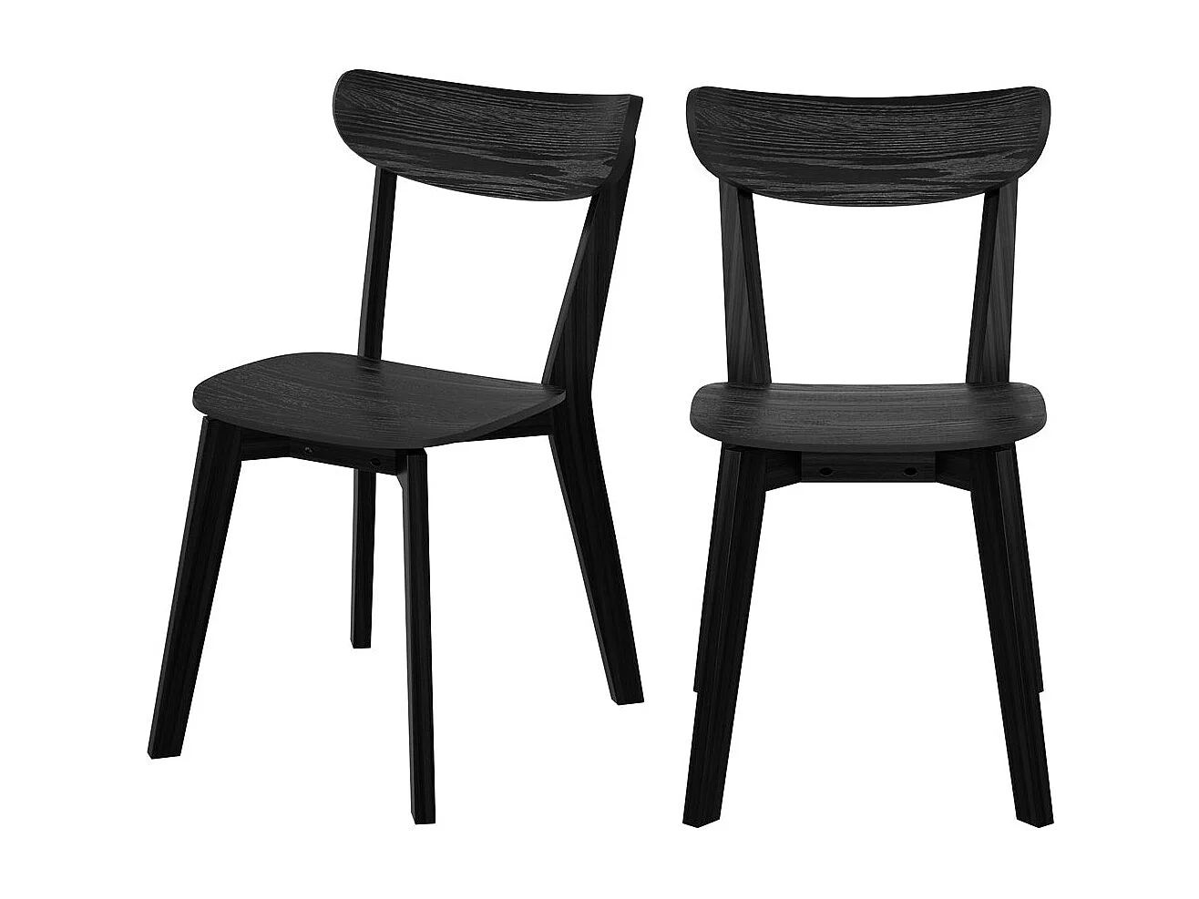 Lot de 2 chaises en bois d'hévéa noir - Tabata