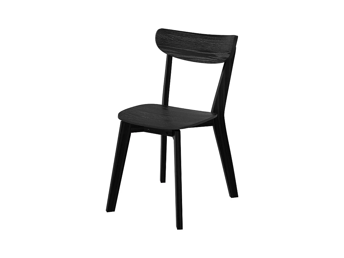 Lot de 2 chaises en bois d'hévéa noir - Tabata
