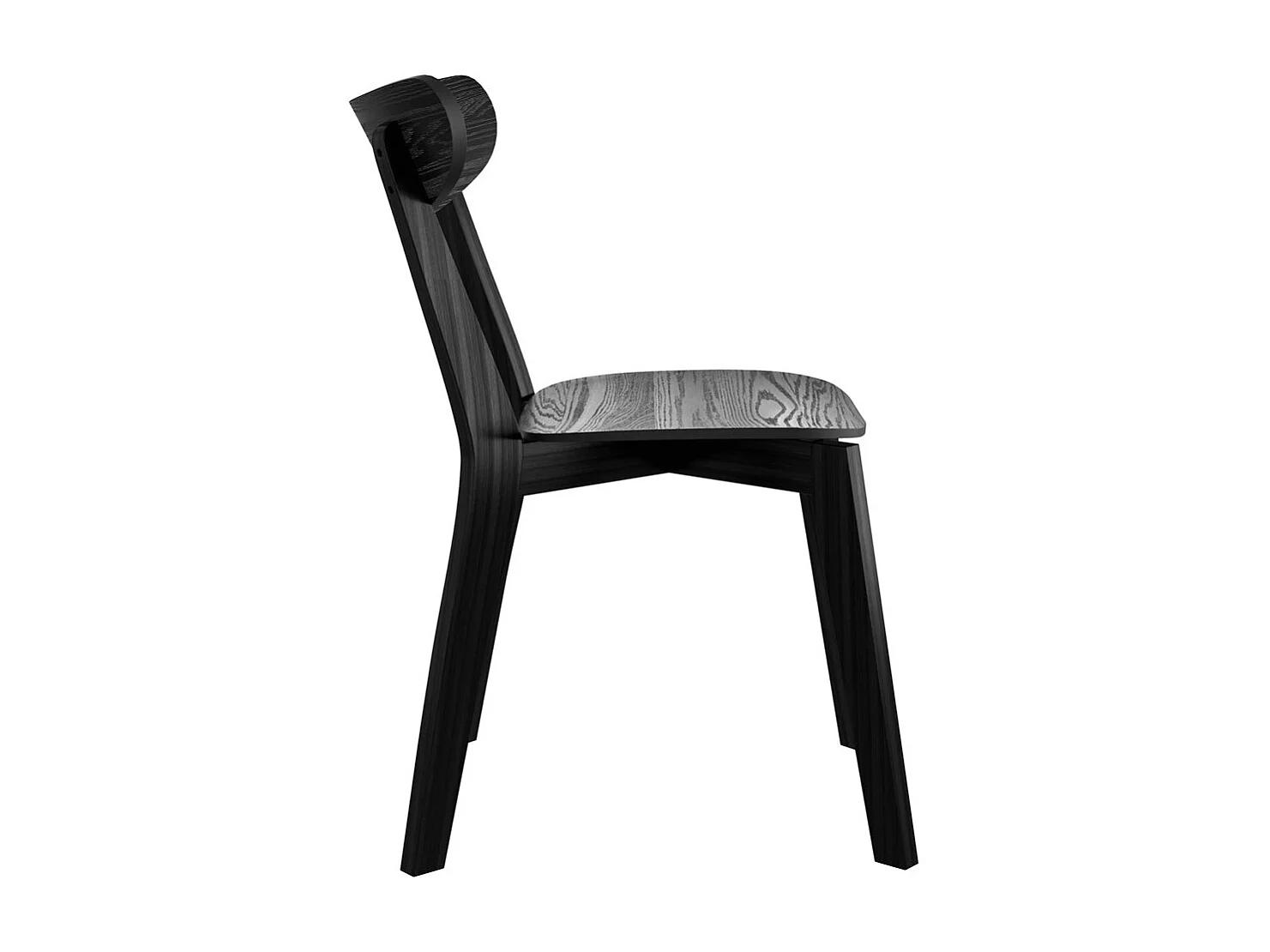 Lot de 2 chaises en bois d'hévéa noir - Tabata