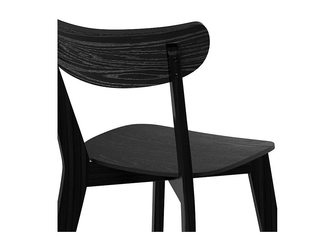 Lot de 2 chaises en bois d'hévéa noir - Tabata