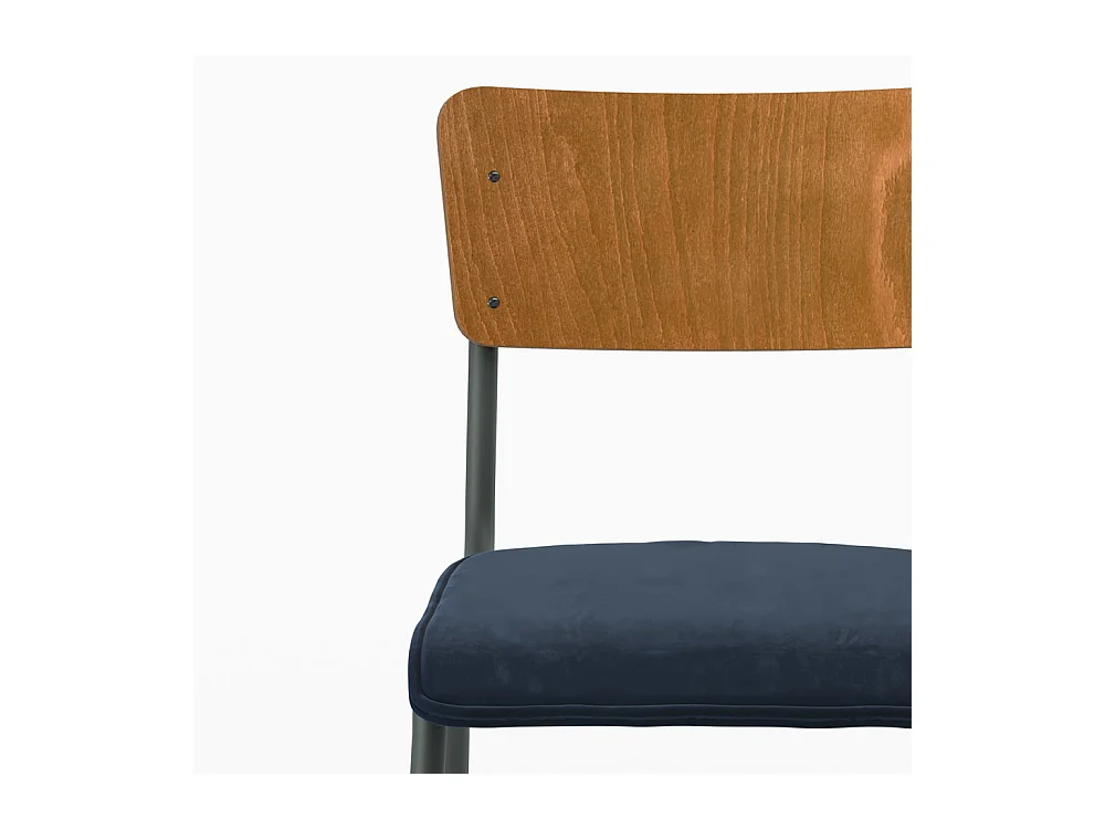 Set de 2 sillas de madera oscura y terciopelo azul - Nico