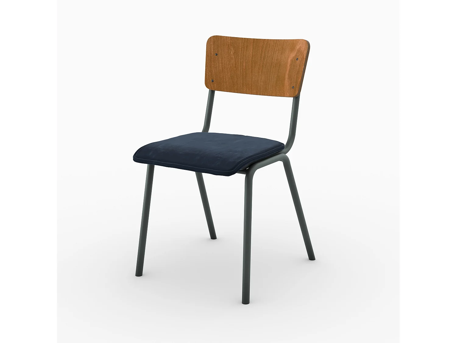 Lot de 2 chaises en bois foncé et velours bleu - Nico