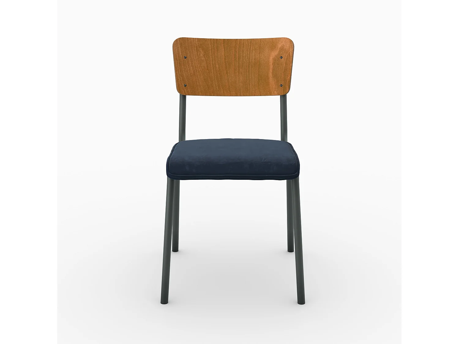 Lot de 2 chaises en bois foncé et velours bleu - Nico