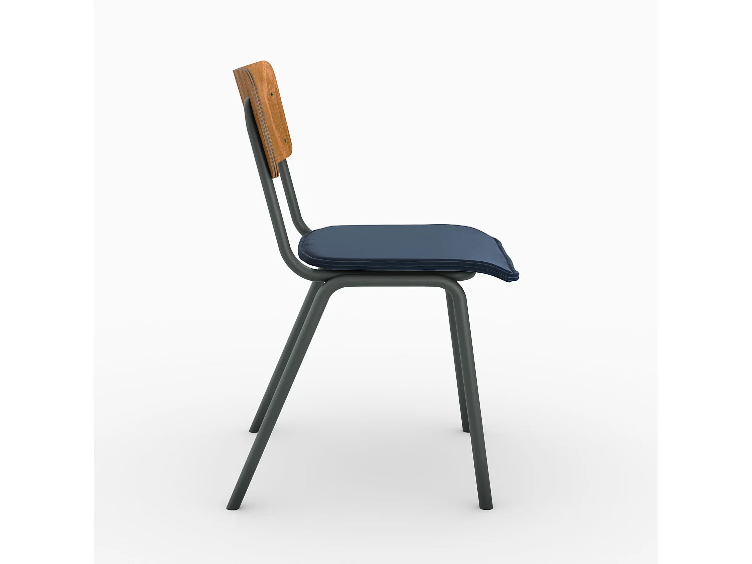 Lot de 2 chaises en bois foncé et velours bleu - Nico