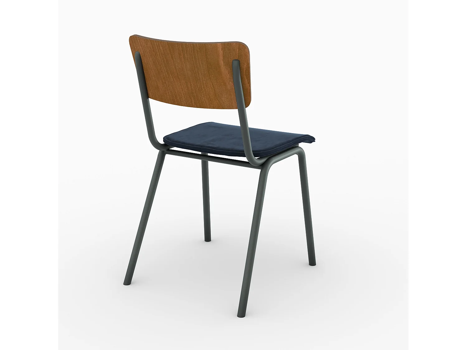 Lot de 2 chaises en bois foncé et velours bleu - Nico