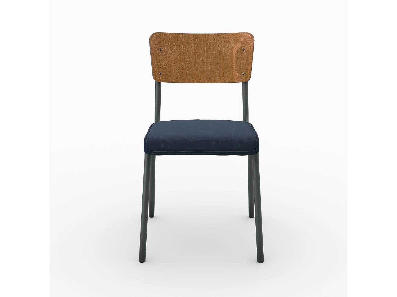 Set di 2 sedie in legno scuro e velluto blu - Nico
