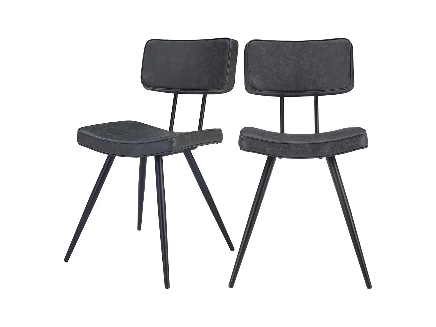 Set de 2 sillas de cuero sintético gris/negro - Texas