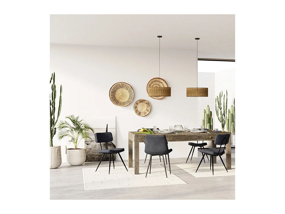 Set de 2 sillas de cuero sintético gris/negro - Texas