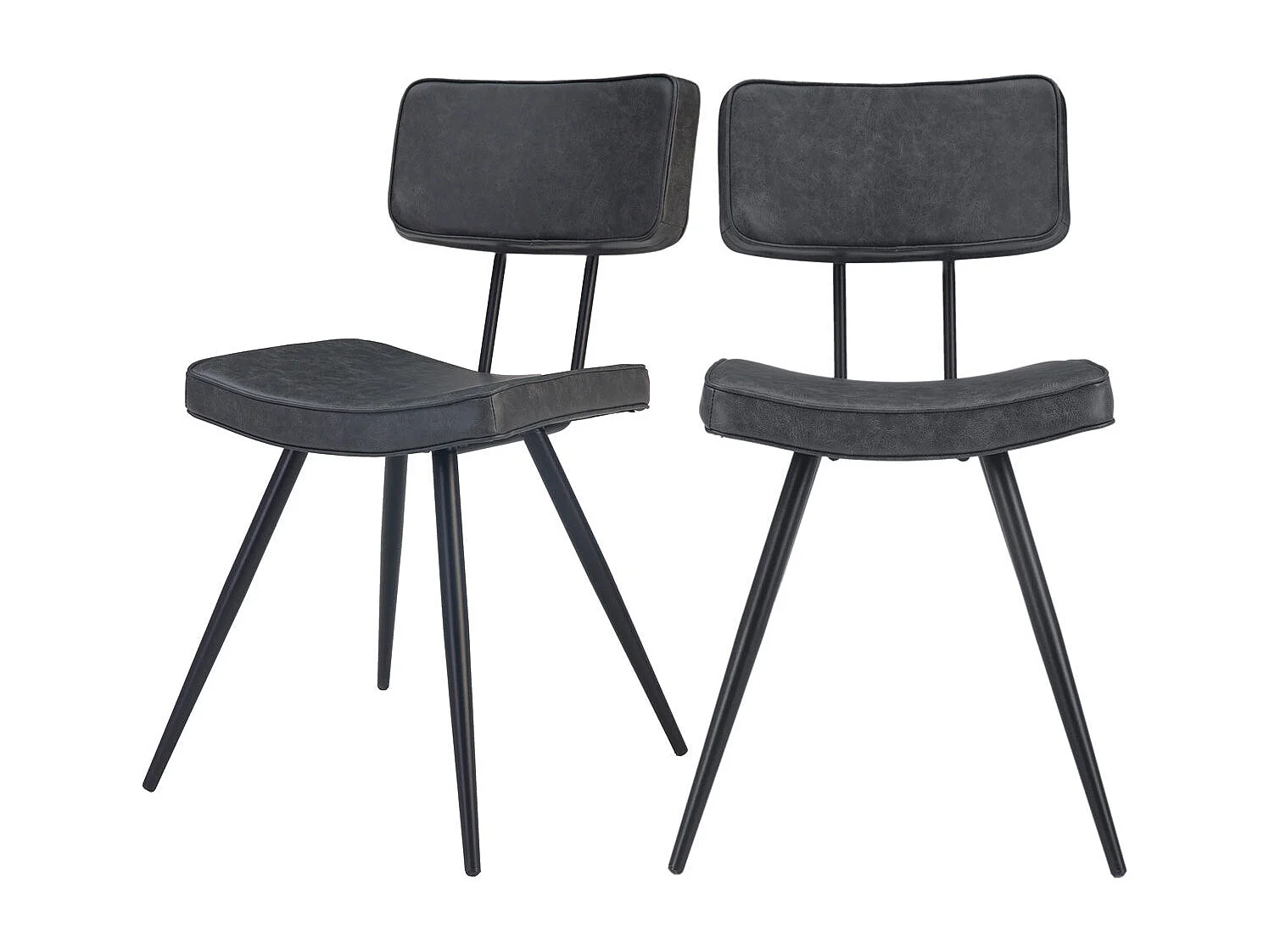 Lot de 2 chaises en cuir synthétique gris / noir - Texas