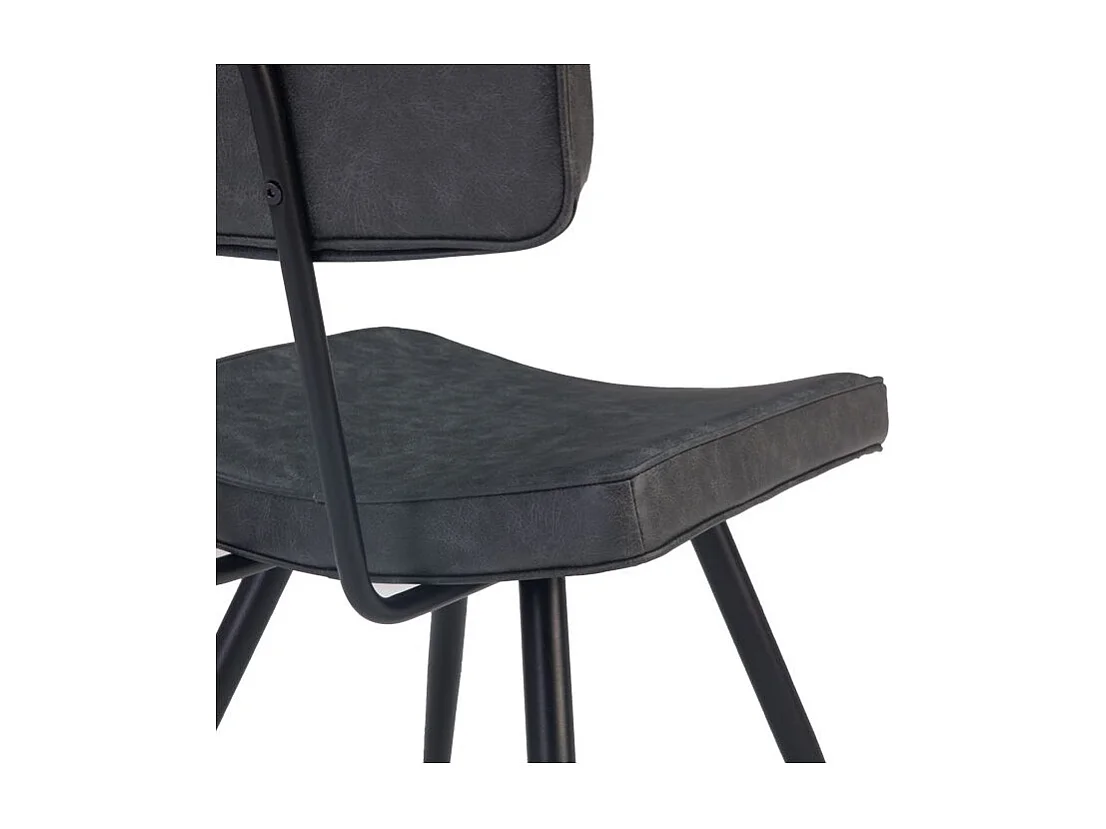 Lot de 2 chaises en cuir synthétique gris / noir - Texas